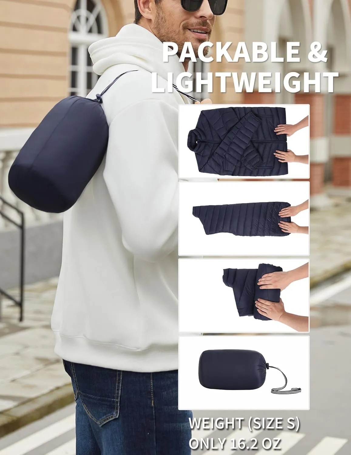 COOFANDY Men's Puffer Jacket Packable Lightweight Puffy Jackets with Zippered Pockets Down Alternative Winter Coat