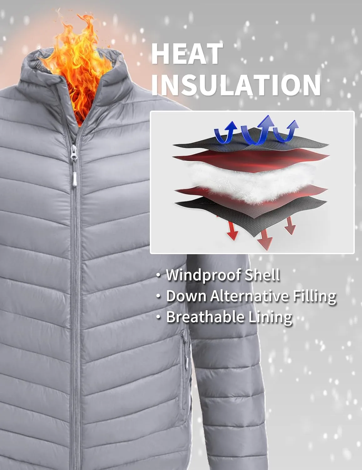 COOFANDY Men's Puffer Jacket Packable Lightweight Puffy Jackets with Zippered Pockets Down Alternative Winter Coat