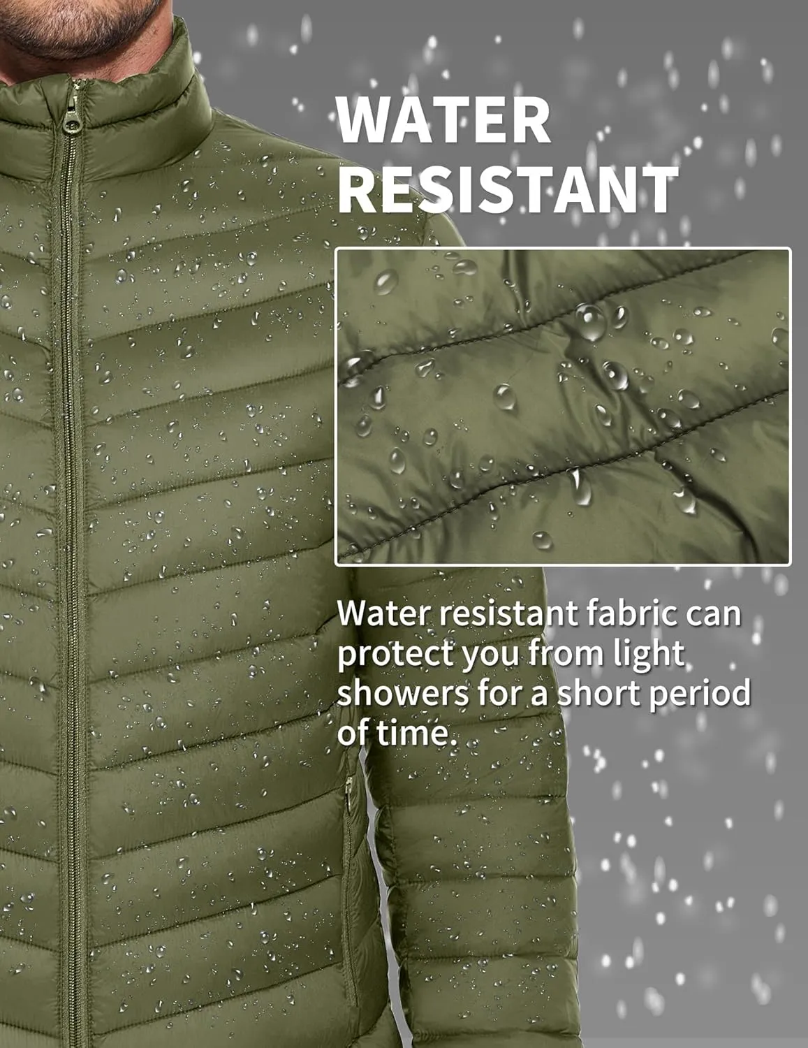COOFANDY Men's Puffer Jacket Packable Lightweight Puffy Jackets with Zippered Pockets Down Alternative Winter Coat