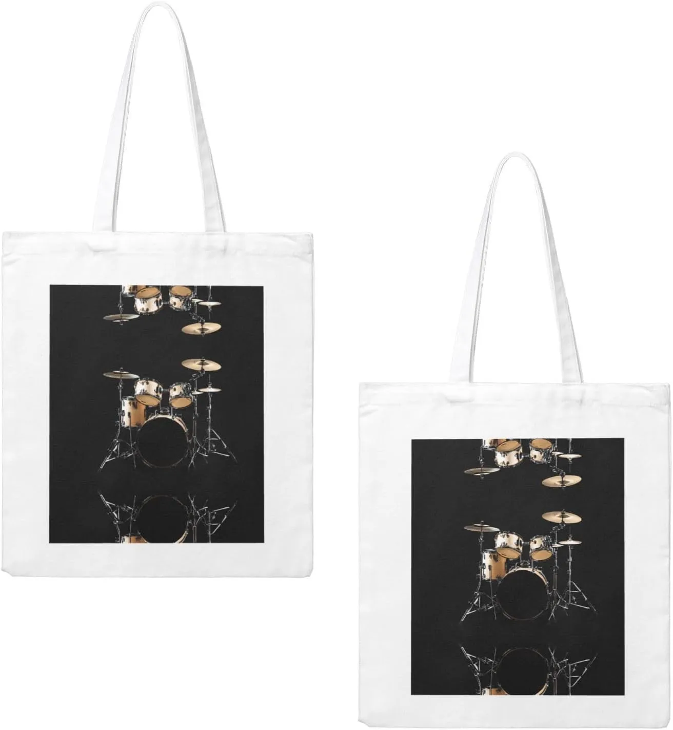 Cool Drum Set Print Canvas Shopping Bag Reusable Eco-Friendly Handbag With Large Capacity For Everyday Use