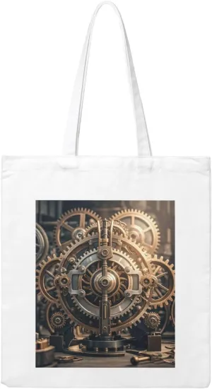 Cool Steampunk Gears Print Canvas Handbags - Hot Stamping,Grocery Shopping,Washable Canvas Bags With Handles