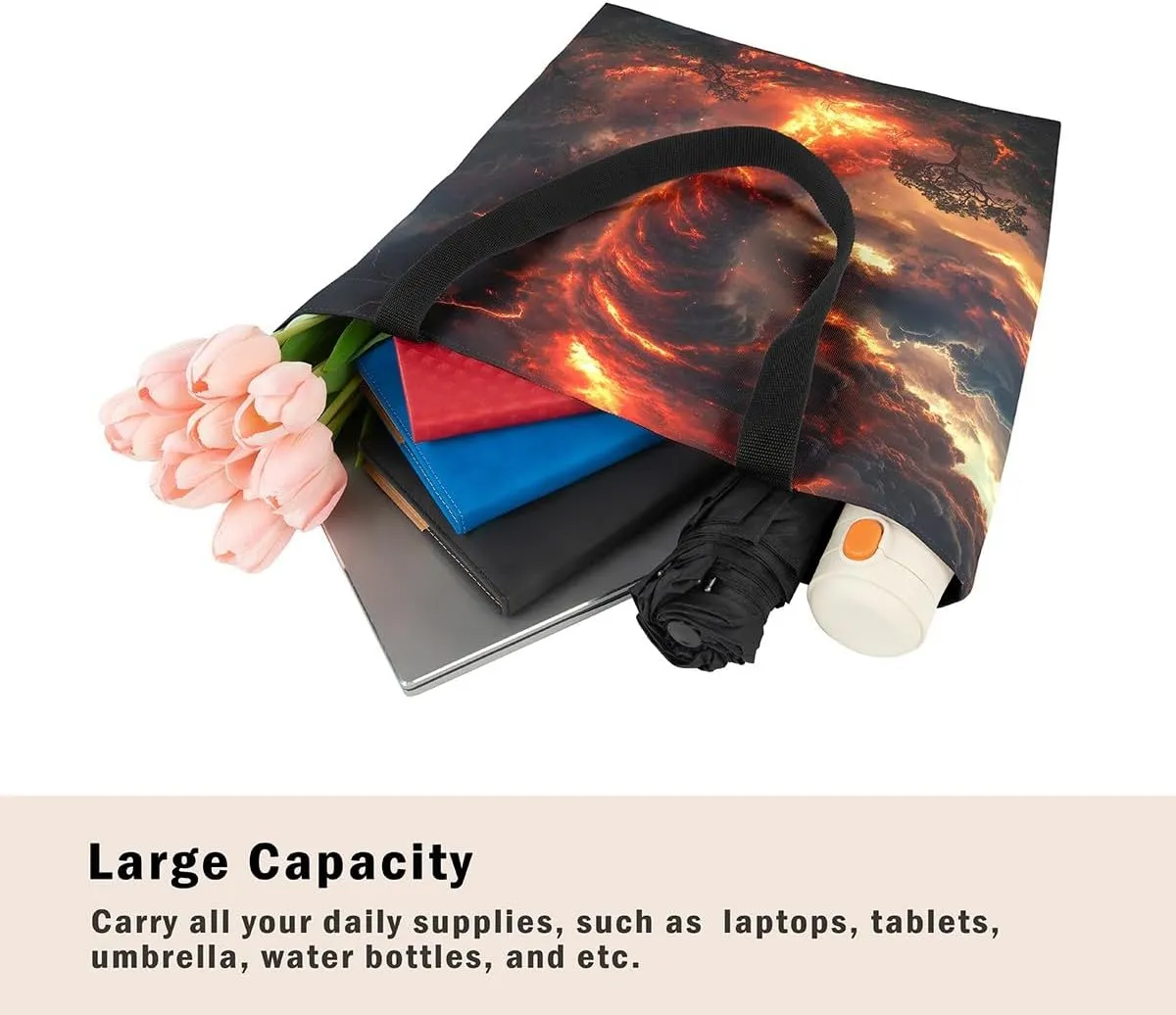 Cool Tornado Handbag Natural Disaster Canvas Tote Bag 3D Tornado Storm Horror Theme Bag