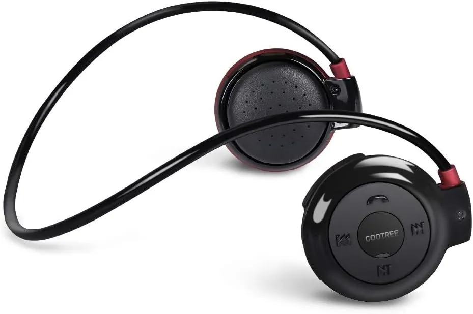 Cootree Wireless Headphone Sports Headset with Built in Microphone,Bluetooth Headphones Behind The Head,Foldable and Carried in The Purse, Black/Red