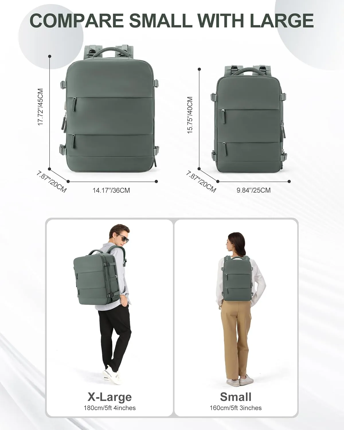 coowoz Travel Backpack Carry On for Women Man Gym Backpack with Laptop Compartment Mochila de Viaje Teacher Personal Item Backpack Rucksack Airplane Accessories Must Haves Olive Green Small