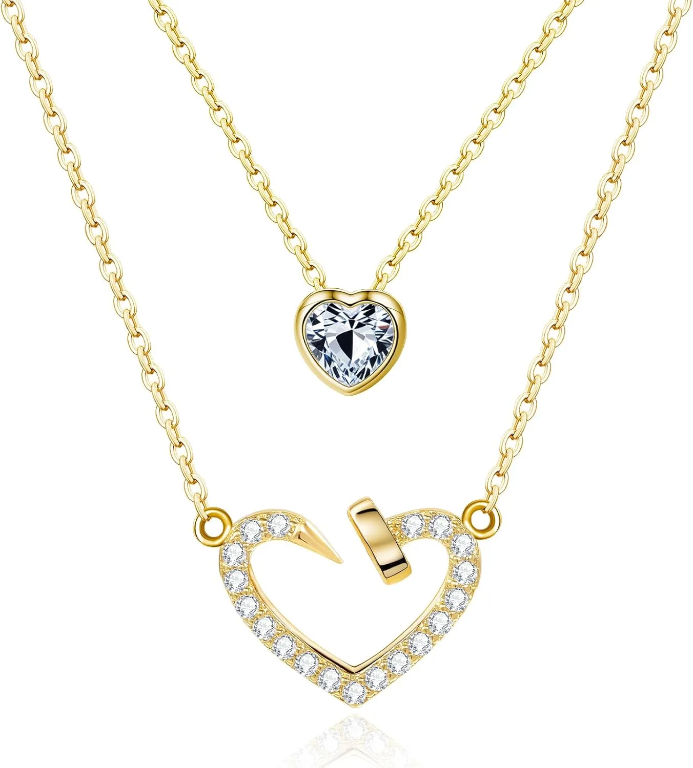 Copper Alloy 14K Gold Plated | 14K Platinum Plated Necklace for Women Double Layer Pendant Necklace Fashionable Multi-Layer Jewelry