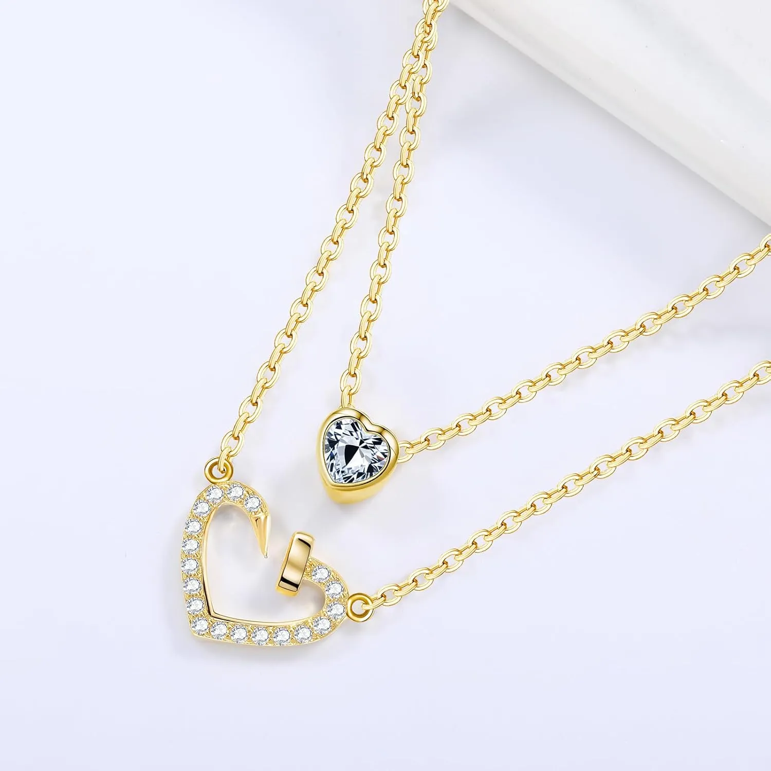 Copper Alloy 14K Gold Plated | 14K Platinum Plated Necklace for Women Double Layer Pendant Necklace Fashionable Multi-Layer Jewelry