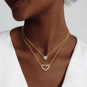 Copper Alloy 14K Gold Plated | 14K Platinum Plated Necklace for Women Double Layer Pendant Necklace Fashionable Multi-Layer Jewelry