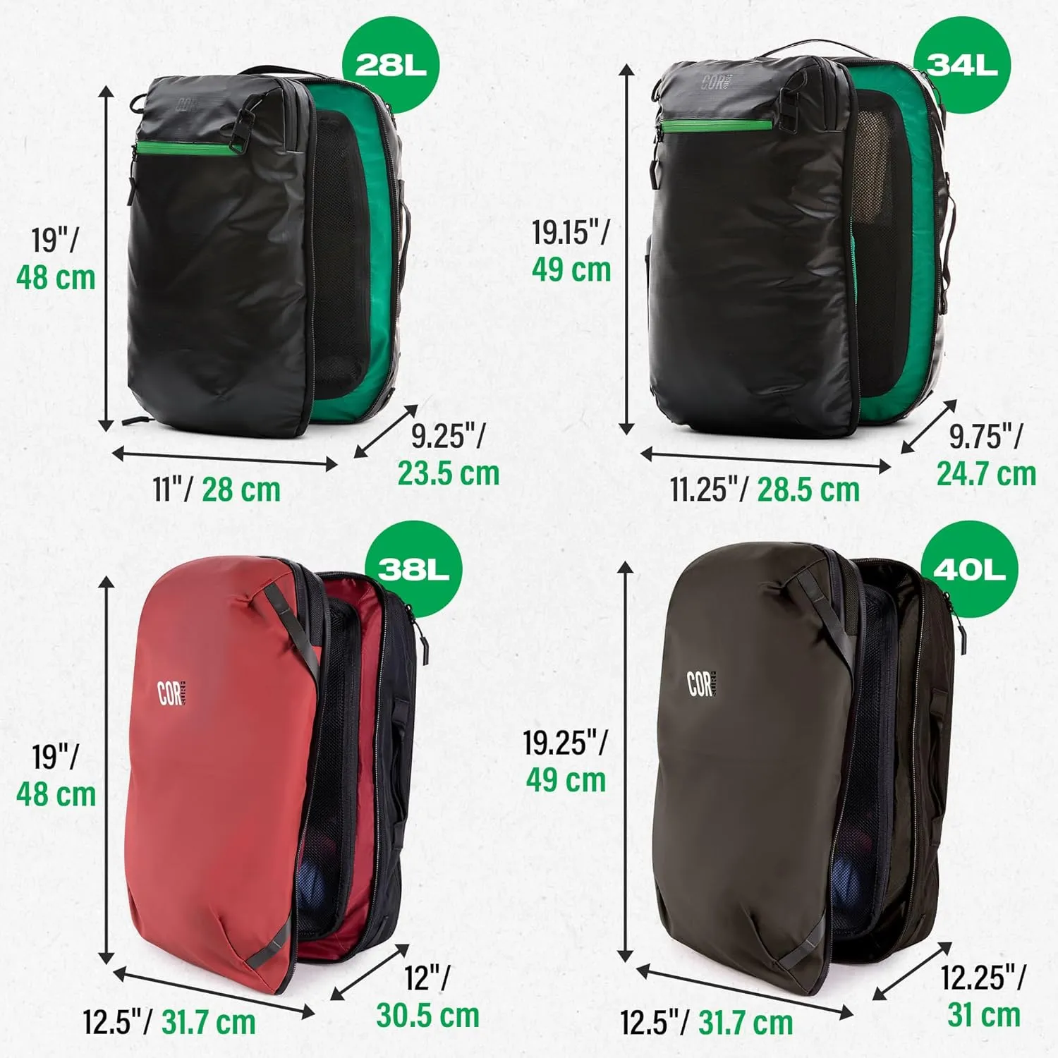 COR Surf Carry On Travel Backpack | NOW with Premium YKK Zippers | Flight Approved Carry On Laptop Backpack with Secret Passport Pockets | The Island Hopper (28L, Army Green)