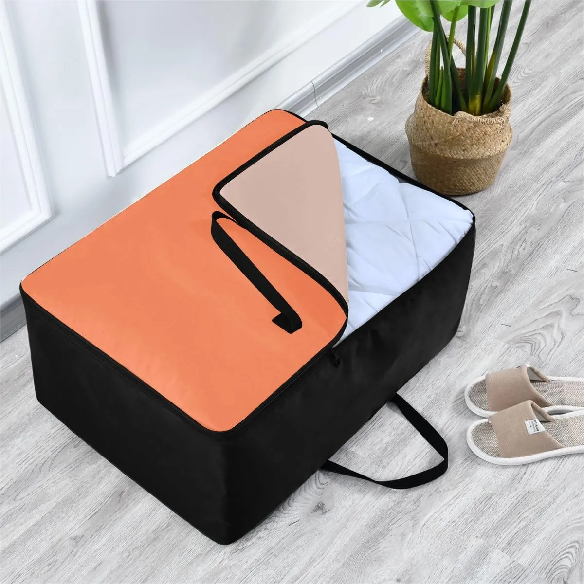 Coral Orange Storage Bag, 27.5x19.7x11 In, Collapsible Moving Bags Zippered Storage Bags for Moving Essential