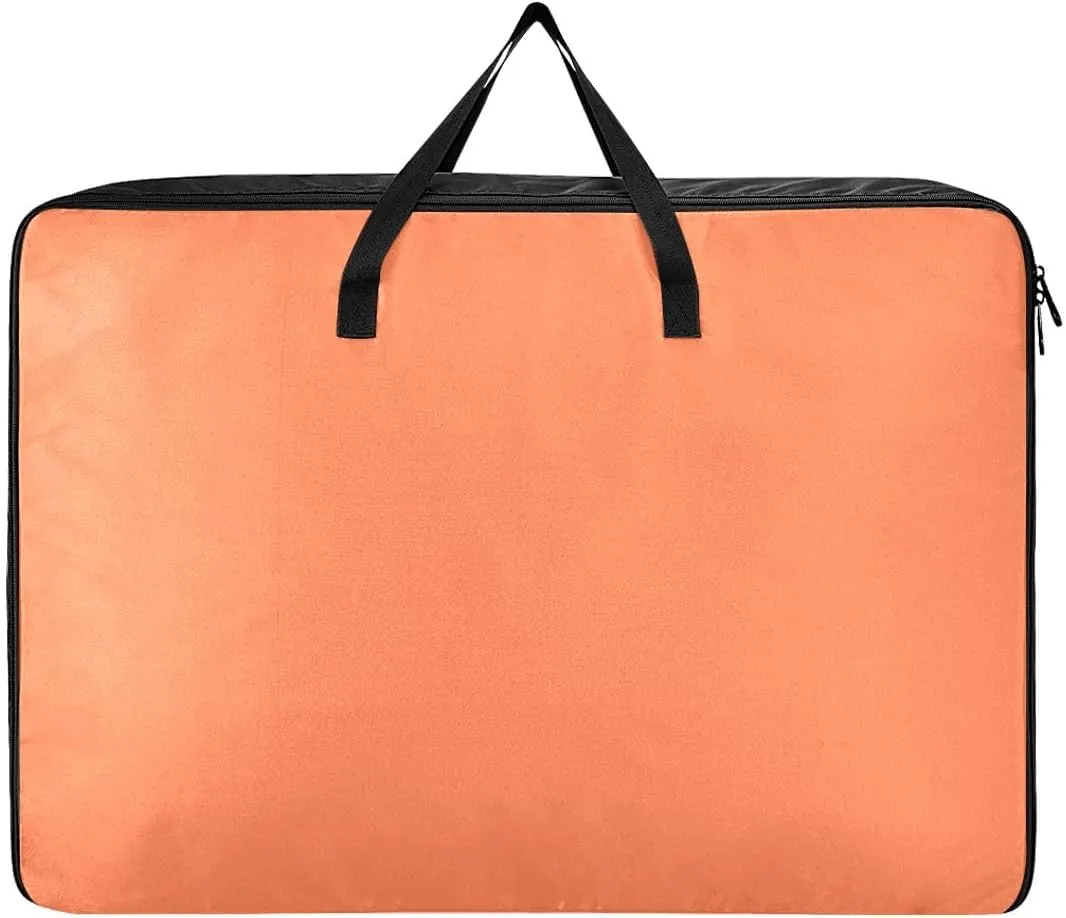 Coral Orange Storage Bag, 27.5x19.7x11 In, Collapsible Moving Bags Zippered Storage Bags for Moving Essential