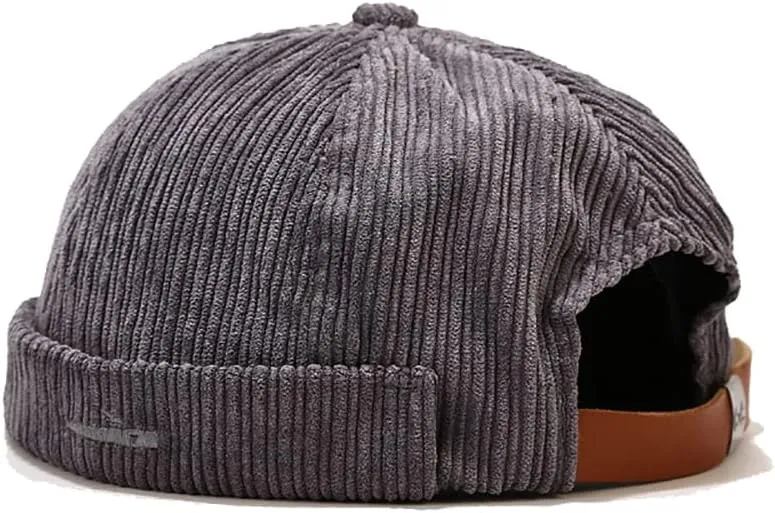 Corduroy Brimless Docker Hat for Unisex Stylish Adjustable Rolled Cuff Skull Cap Harbour Beanie Hats