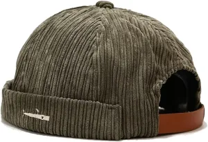 Corduroy Brimless Docker Hat for Unisex Stylish Adjustable Rolled Cuff Skull Cap Harbour Beanie Hats