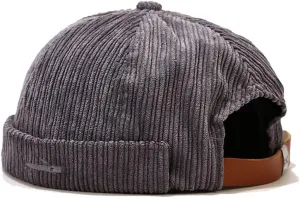 Corduroy Brimless Docker Hat for Unisex Stylish Adjustable Rolled Cuff Skull Cap Harbour Beanie Hats