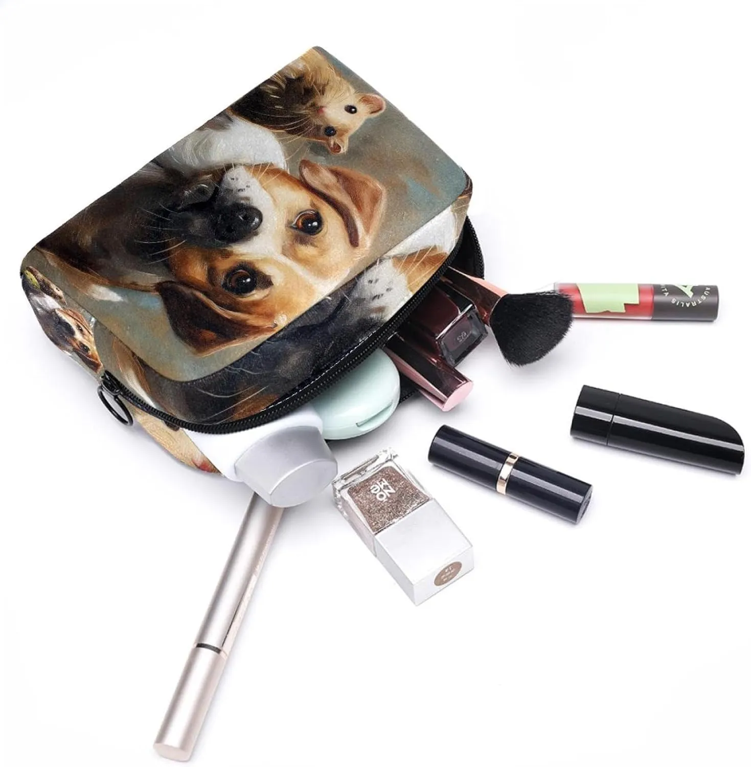 Cosmetic Bag Hamster And Dog Travel Makeup Bag Portable Travel Toiletry Bag Makeup Organizer Bag 7.3x3x5.1in