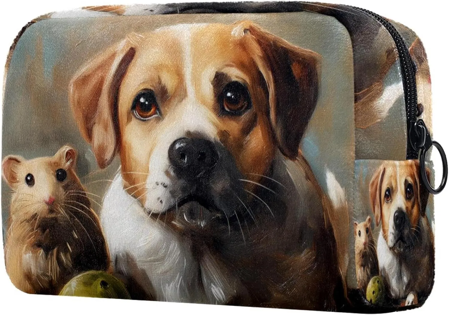 Cosmetic Bag Hamster And Dog Travel Makeup Bag Portable Travel Toiletry Bag Makeup Organizer Bag 7.3x3x5.1in