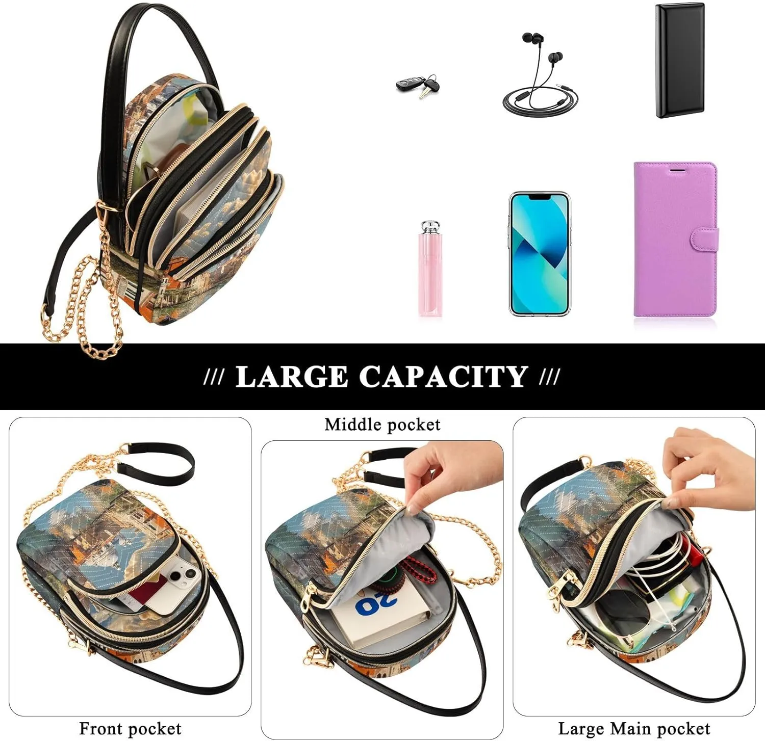 Cosmic Sky with Various Stars and Nebulas Shoulder Bag, Handbags for Women Crossbody Bag, Shoulder Travel Bag