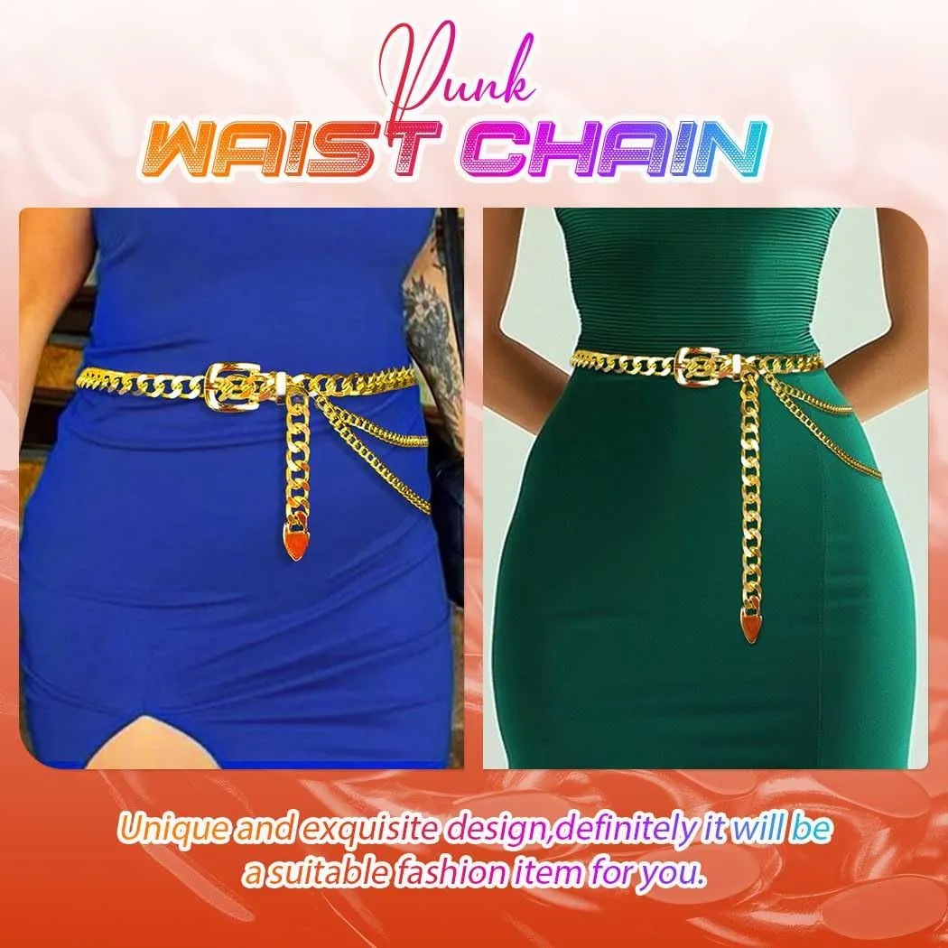 Cosydays Punk Waist Chain Gold Metal Belt Layered Body Chains Harness Heart Belly Chain Party Sexy Body Jewelry for Women and Girls