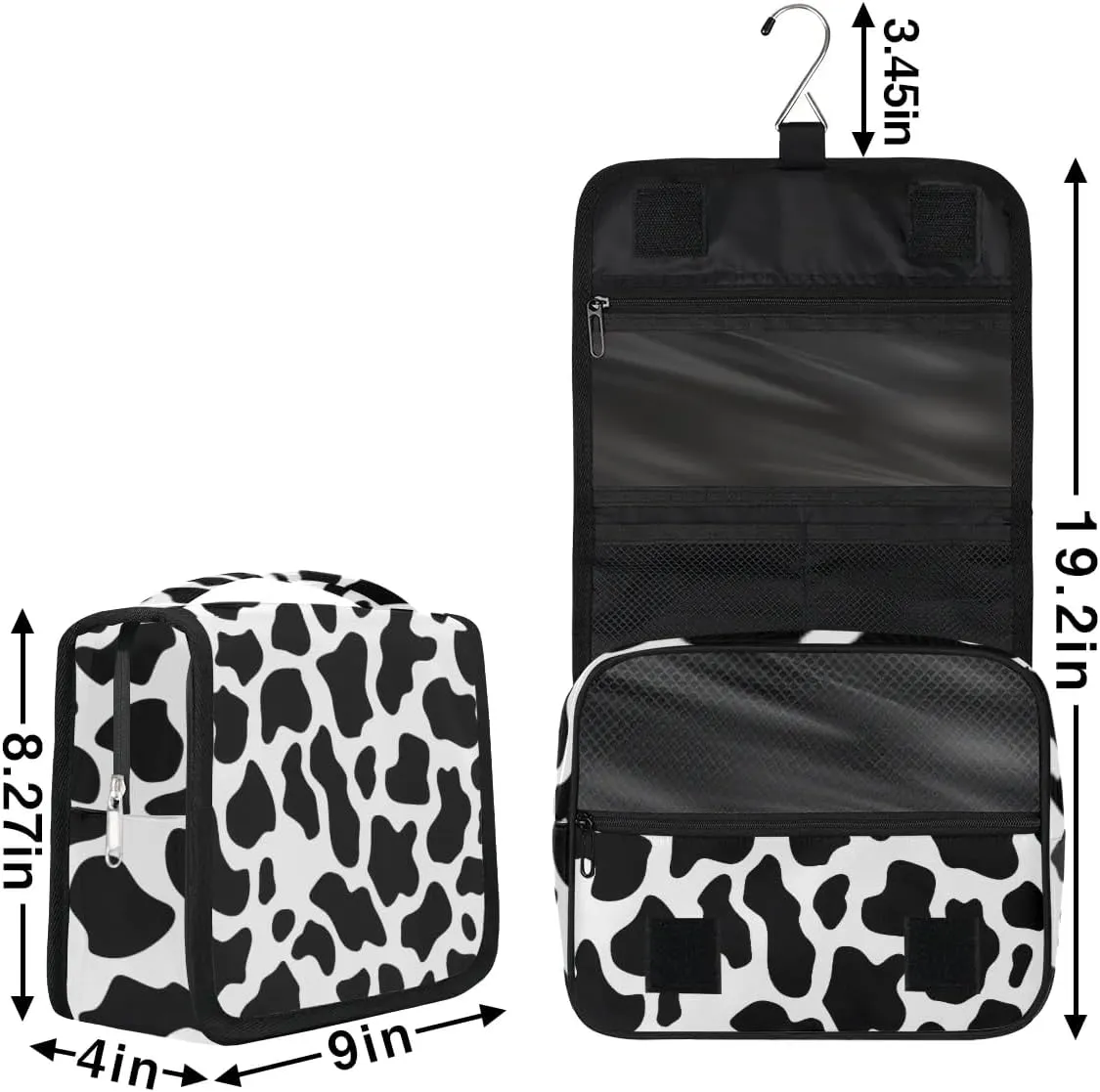 Cow Hanging Travel Toiletry Bag for Kids, Women Cosmetic Organizer Makeup Bag Pouch Men Shaving Dopp Kit Shower Bag With Sturdy Hook