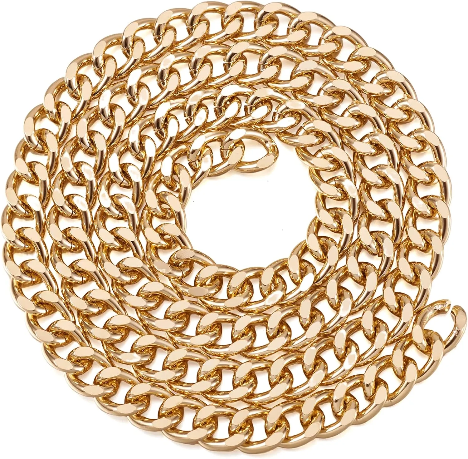 Craftdady 2Pcs Flat Chain Strap Gold Metal Purse Handbag Shoulder Body Replacement Strap 39.3" Twisted Curb Link Aluminum Cable Chain for Wallet Clutch Belt Necklace Bracelet