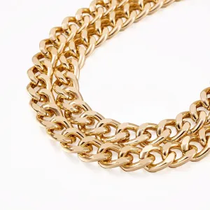 Craftdady 2Pcs Flat Chain Strap Gold Metal Purse Handbag Shoulder Body Replacement Strap 39.3" Twisted Curb Link Aluminum Cable Chain for Wallet Clutch Belt Necklace Bracelet