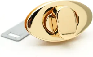 CRAFTMEMORE 1 1/2 Inches Oval Turn Lock Clasp Purse Closure Twist Lock Bag Making Accessories L94 (Gold)