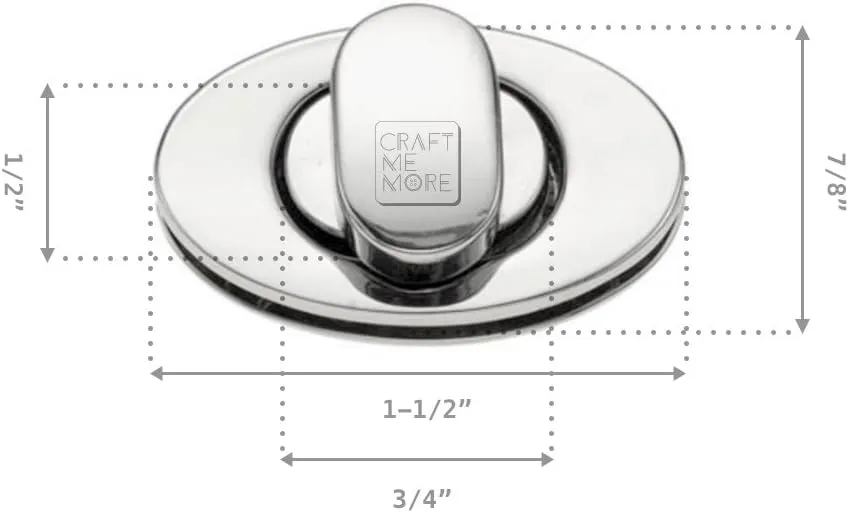 CRAFTMEMORE 1 1/2 Inches Oval Turn Lock Clasp Purse Closure Twist Lock Bag Making Accessories L94 (Gold)