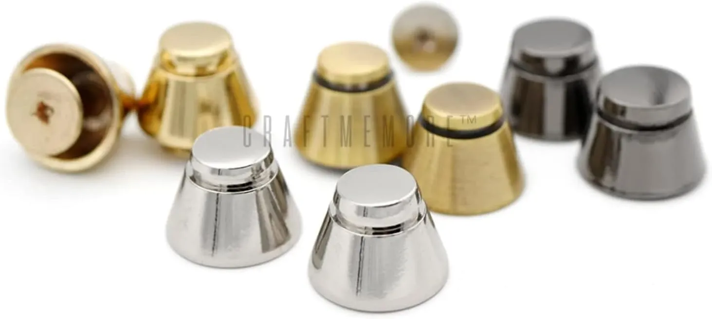 CRAFTMEMORE 14mm Purse Feet Screw Back Studs Decorative Cone Rivet for Bags Leathercraft 6 Pack N109 (Gold)
