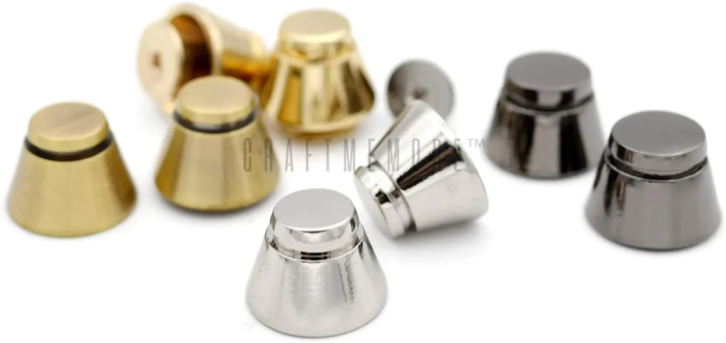 CRAFTMEMORE 14mm Purse Feet Screw Back Studs Decorative Cone Rivet for Bags Leathercraft 6 Pack N109 (Gold)