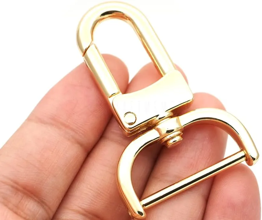 CRAFTMEMORE 2pcs Detachable Snap Hook Swivel Clasp w/Screw Bar VT99 Bag Strap Hardware Replacement (1 Inch, Gold)