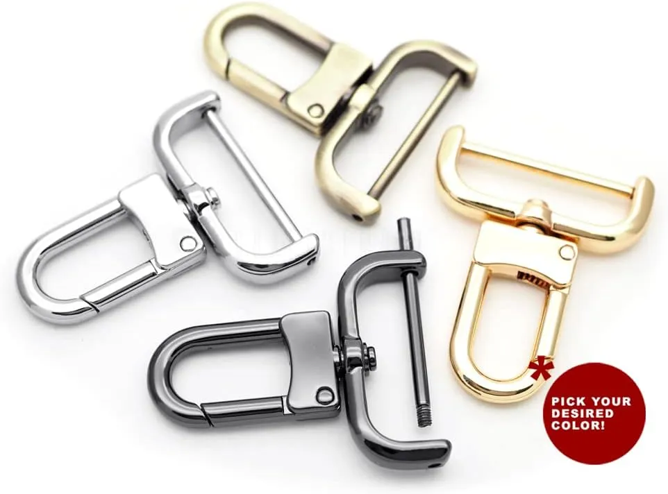 CRAFTMEMORE 2pcs Detachable Snap Hook Swivel Clasp w/Screw Bar VT99 Bag Strap Hardware Replacement (1 Inch, Gold)