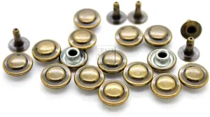 CRAFTMEMORE 3/8" Fancy Leather Rivets Round Rapid Rivet Studs for Bags Belts Bracelets Decoration (50 Pieces, Round Layer)