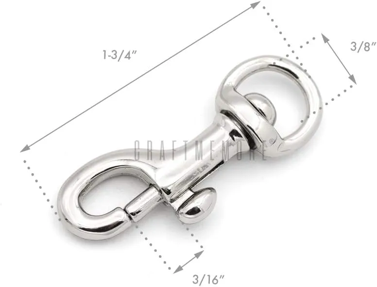 CRAFTMEMORE 4pcs Swivel Snap Hook Round Eye Slide Bolt Lobster Clasp for Purse Keychains Accessories SC17 (Brushed Brass)