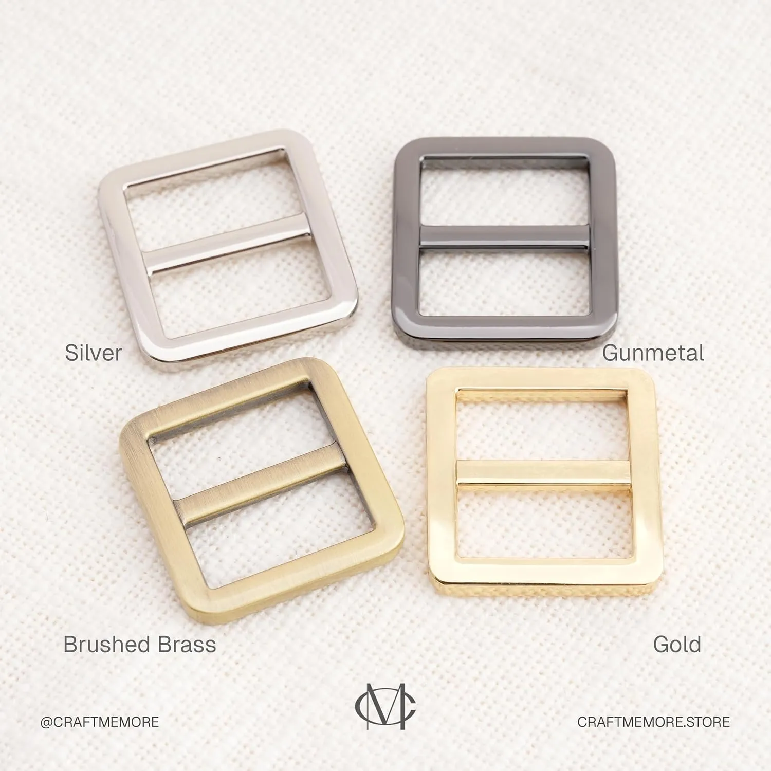 CRAFTMEMORE Flat Metal Slide Buckle Triglide Strap Keeper Leathercraft Bag Belt Adjuster Sliders 6 Pack VTSL