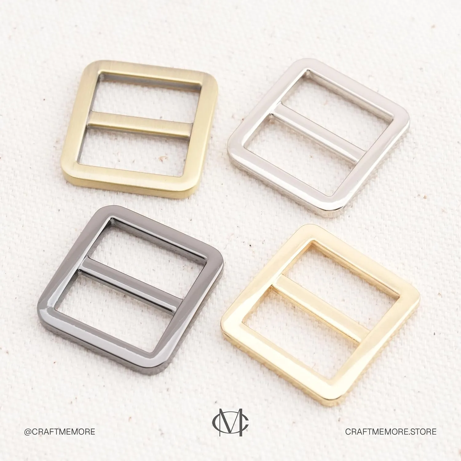 CRAFTMEMORE Flat Metal Slide Buckle Triglide Strap Keeper Leathercraft Bag Belt Adjuster Sliders 6 Pack VTSL