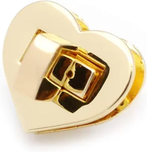CRAFTMEMORE Heart Shape Turn Lock Metal Purse Twist Lock Craft Case Clasp Purse Making Accessories 2 Pack (1 Inch, Gold)
