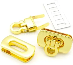CRAFTMEMORE Mini Purse Lock Metal Flip Lock Craft Case Clasp Turn Flip Lock Purse Making Accessories 1 Inch Pack of 2 (Gold)
