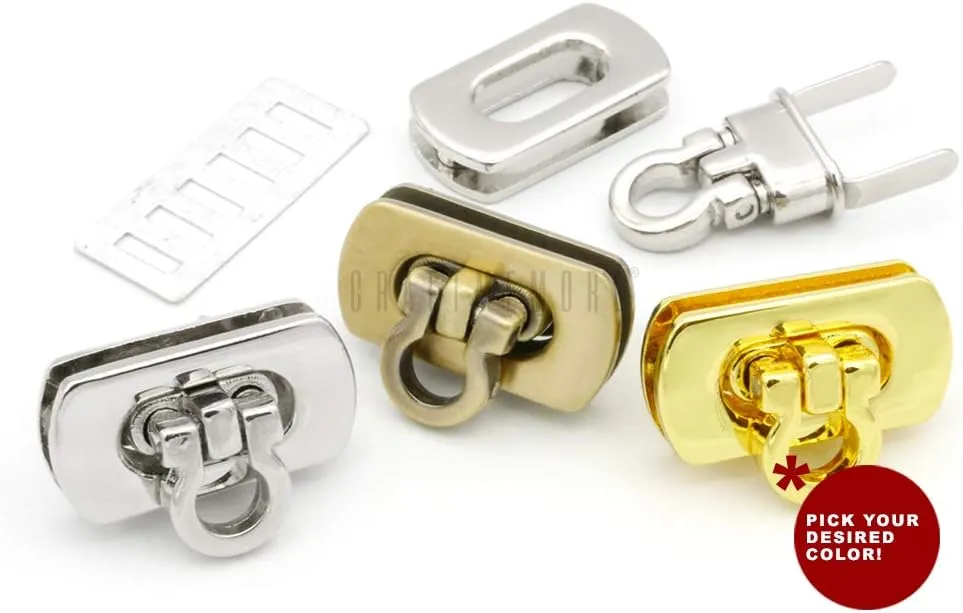 CRAFTMEMORE Mini Purse Lock Metal Flip Lock Craft Case Clasp Turn Flip Lock Purse Making Accessories 1 Inch Pack of 2 (Silver)