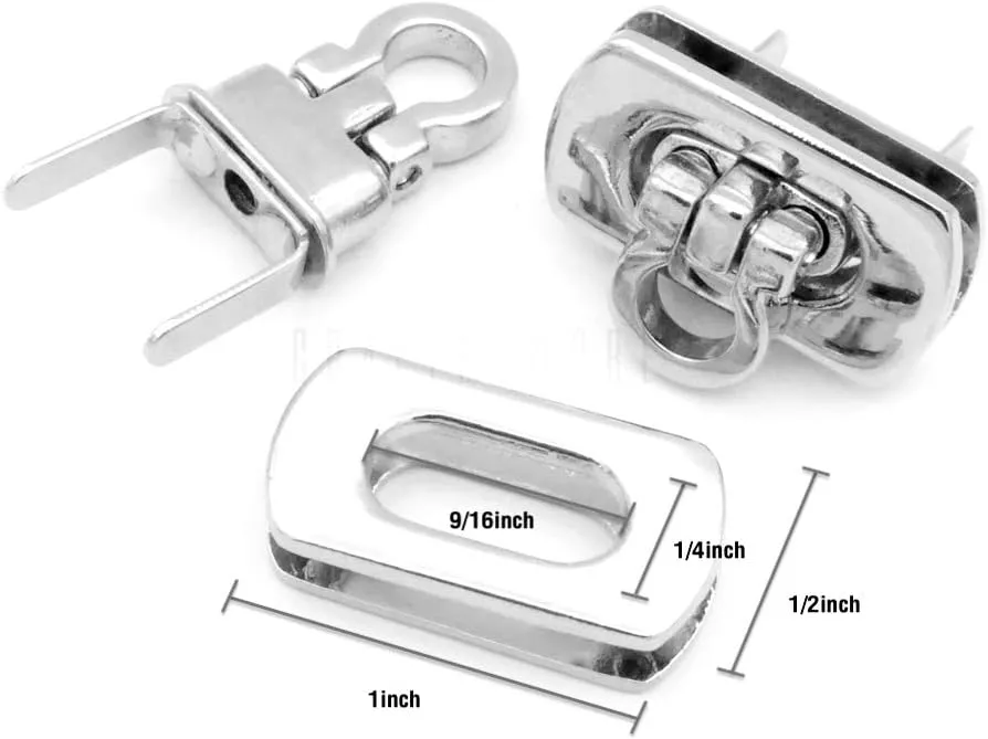 CRAFTMEMORE Mini Purse Lock Metal Flip Lock Craft Case Clasp Turn Flip Lock Purse Making Accessories 1 Inch Pack of 2 (Silver)