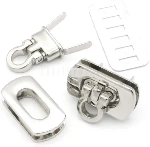 CRAFTMEMORE Mini Purse Lock Metal Flip Lock Craft Case Clasp Turn Flip Lock Purse Making Accessories 1 Inch Pack of 2 (Silver)