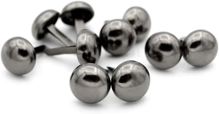 CRAFTMEMORE Round Brads Purse Feet Handbag Nailheads Spike Prong Studs 8MM 10MM 12MM 100 PCS (12 mm (≈1/2"), Gunmetal)