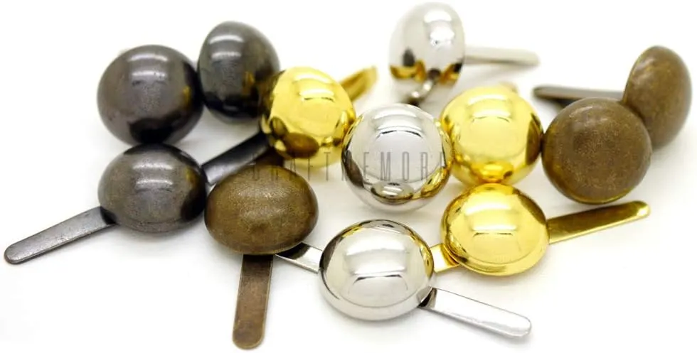 CRAFTMEMORE Round Brads Purse Feet Handbag Nailheads Spike Prong Studs 8MM 10MM 12MM 100 PCS (12 mm (≈1/2"), Gunmetal)