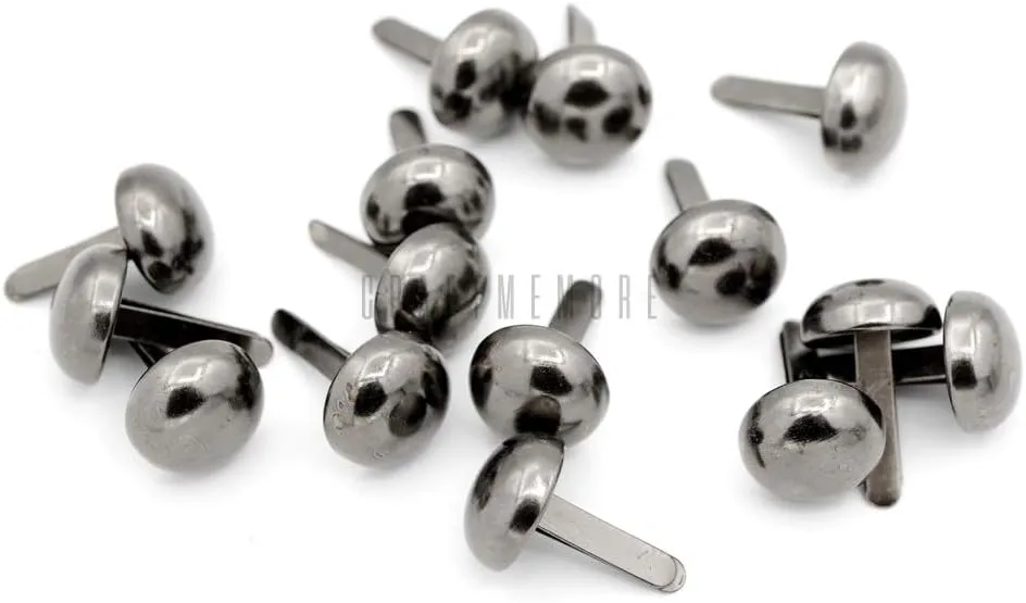 CRAFTMEMORE Round Brads Purse Feet Handbag Nailheads Spike Prong Studs 8MM 10MM 12MM 100 PCS (12 mm (≈1/2"), Gunmetal)