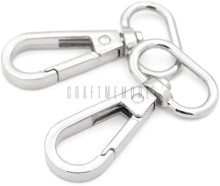 CRAFTMEMORE Snap Hook Swivel Push Gate Lobster Clasps Fashion Clips Purse Making FS10 Pack of 10 (Silver, 3/4 Inch)