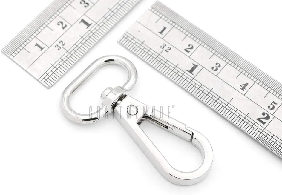 CRAFTMEMORE Snap Hook Swivel Push Gate Lobster Clasps Fashion Clips Purse Making FS10 Pack of 10 (Silver, 3/4 Inch)