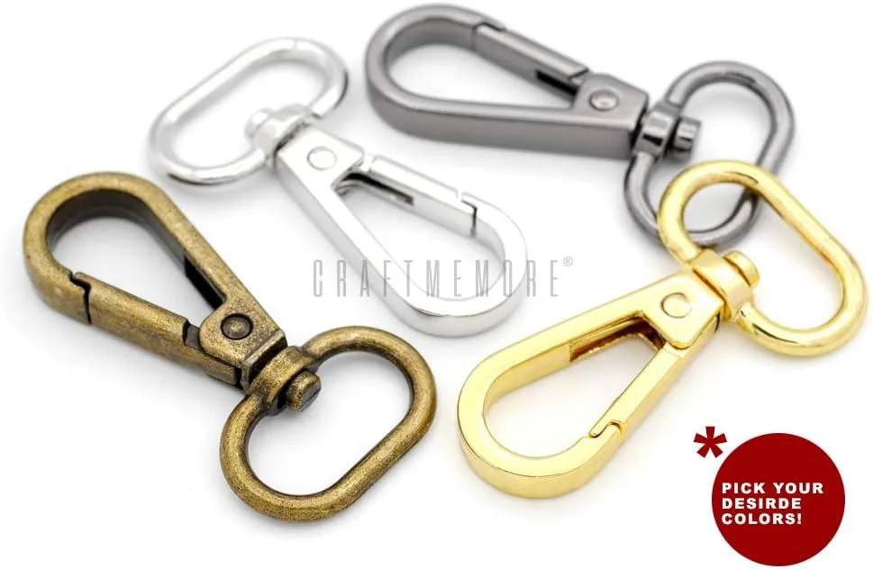 CRAFTMEMORE Snap Hook Swivel Push Gate Lobster Clasps Fashion Clips Purse Making FS10 Pack of 10 (Silver, 3/4 Inch)