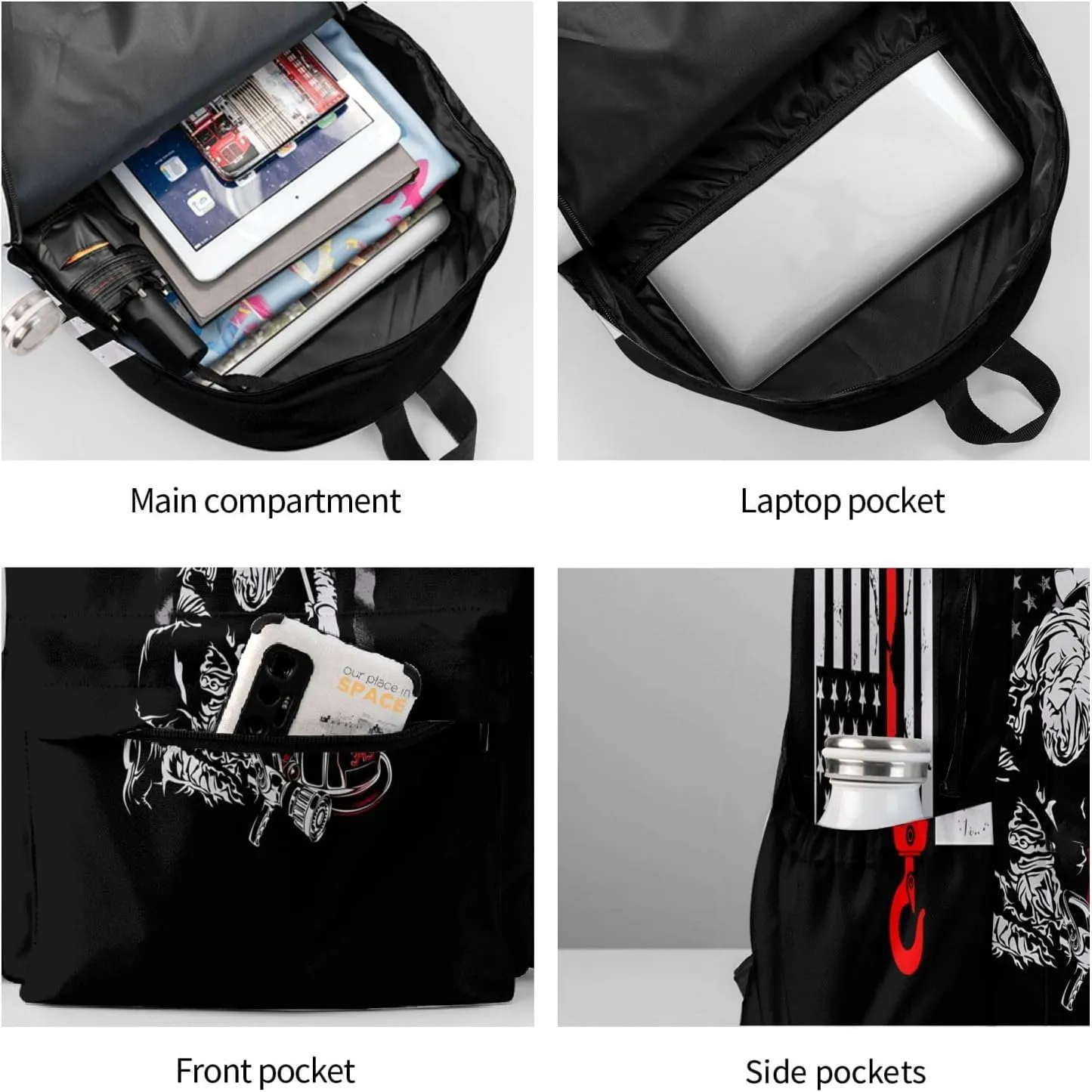 Crane Operator American Flag Casual Backpacks Large Travel Backpack Laptop Rucksack Sports Daypack Adjustable Strap Bag for Camping Hiking
