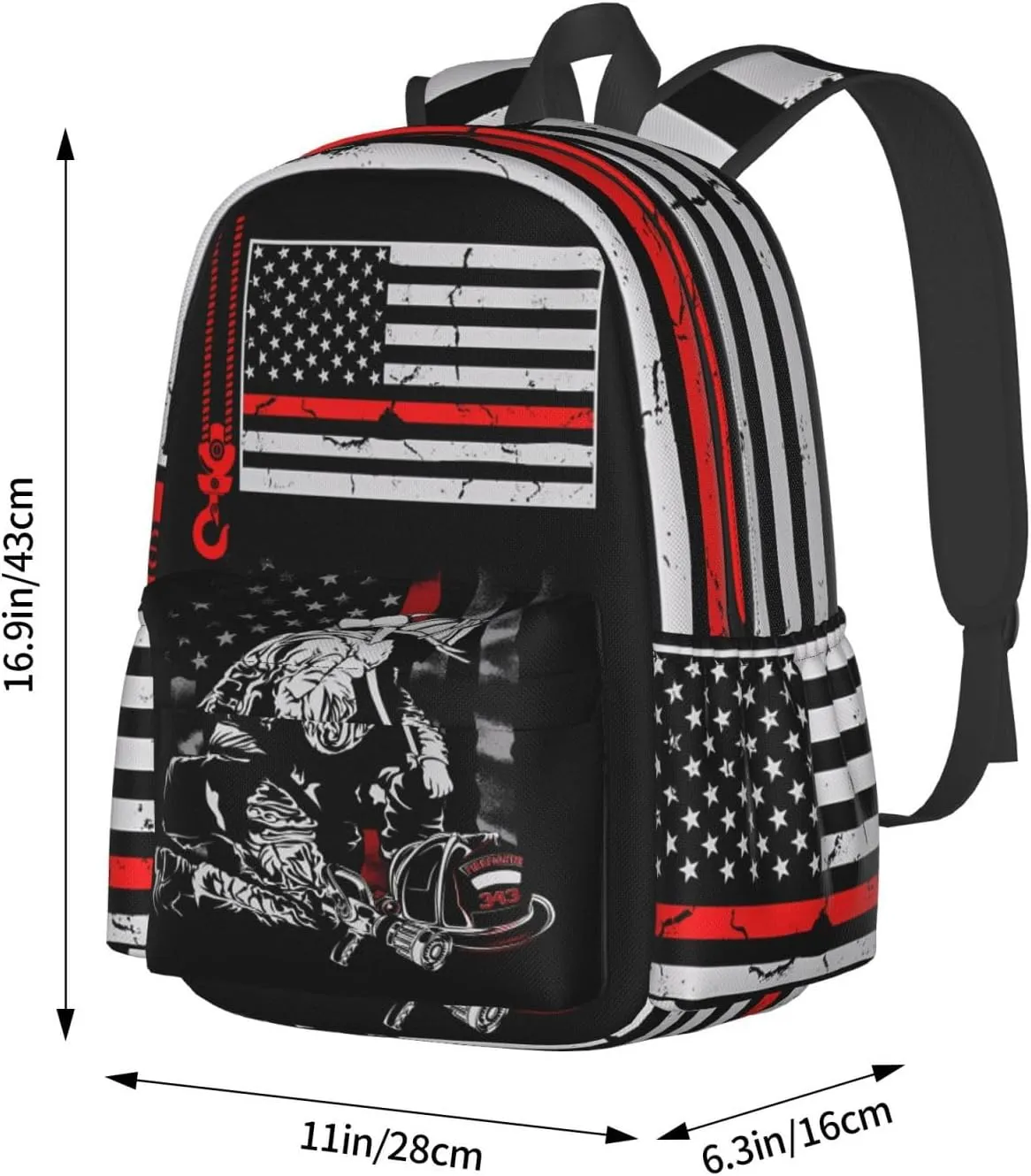 Crane Operator American Flag Casual Backpacks Large Travel Backpack Laptop Rucksack Sports Daypack Adjustable Strap Bag for Camping Hiking