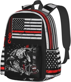 Crane Operator American Flag Casual Backpacks Large Travel Backpack Laptop Rucksack Sports Daypack Adjustable Strap Bag for Camping Hiking