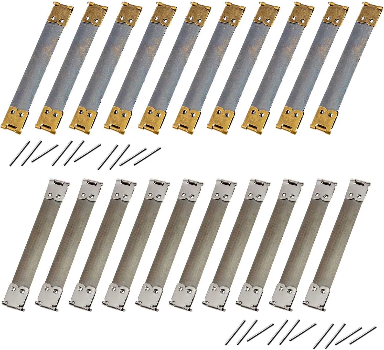 Create idea 20PCS 10cm Metal Internal Flex Frame Kiss Clasp Handbag Hinges Spring Bag Accessories for DIY Craft Coin Purse Bag Wallet Sewing Making 10PCS Silver & 10PCS Bronze