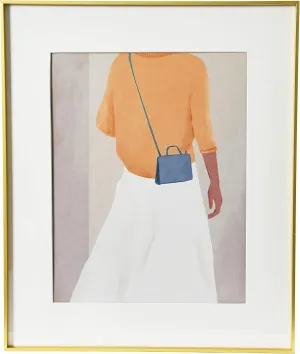 Creative Co-Op Abstract Figure and Purse Print with Brushed Gold Metal Frame